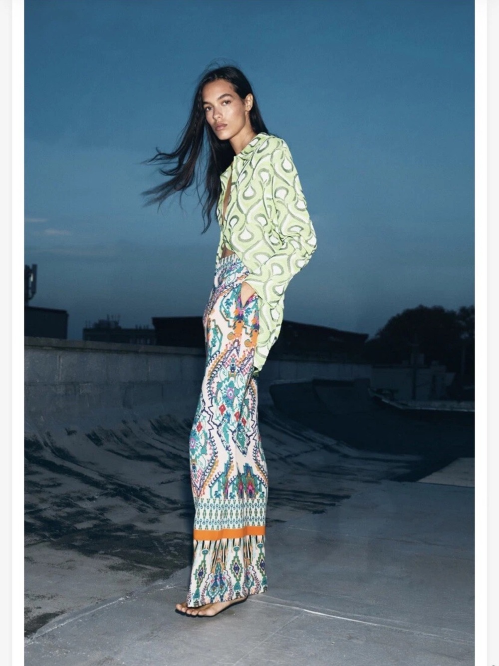 ZARA Pant Bohemian Floral Paisley Multi Color Pants Size S NWT VISCOSE